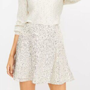 LOFT Sequin Skirt - Champagne Color Skirt with Silver Sequins SIZE 10 NEW